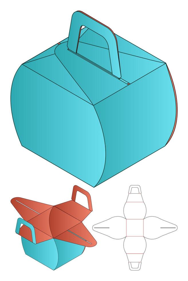 Box packaging die cut template design. 3d mock-up vector