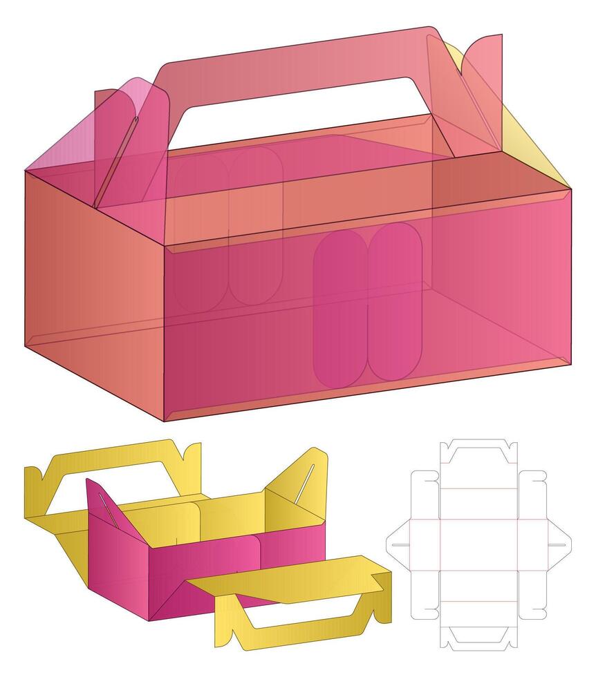 Box packaging die cut template design. 3d mock-up vector