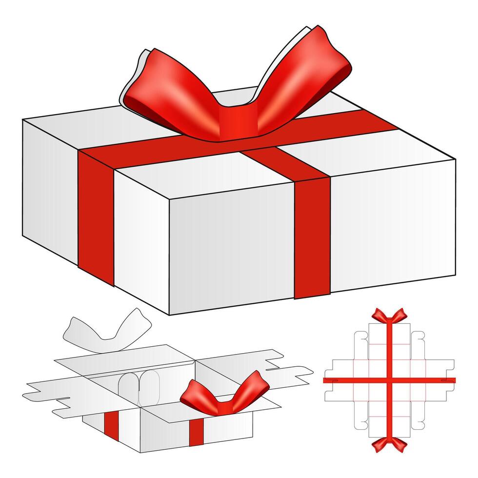 Box packaging die cut template design. 3d mock-up vector