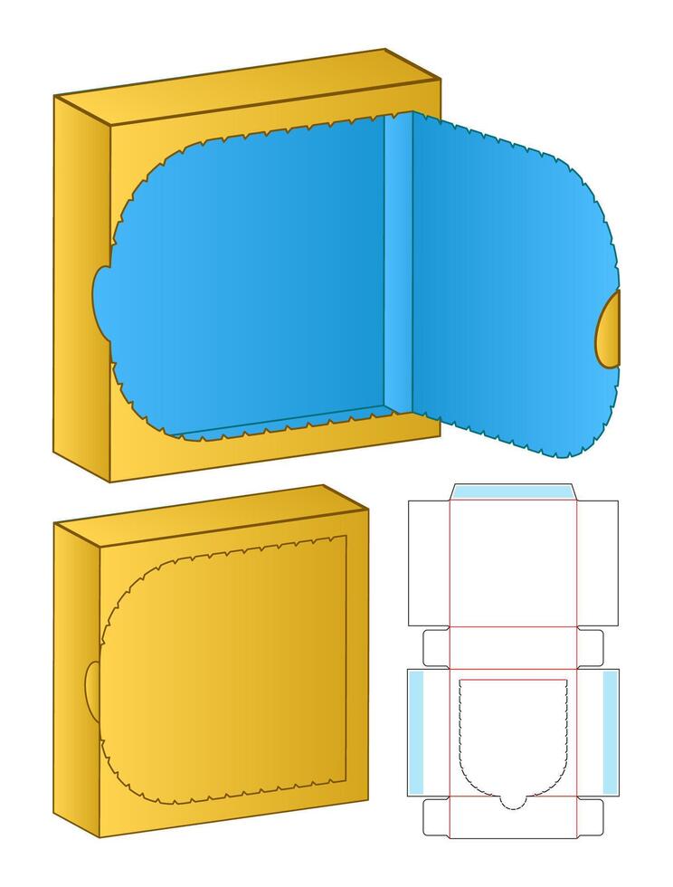 Box packaging die cut template design. 3d mock-up vector