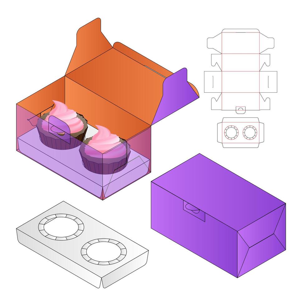 Box packaging die cut template design. 3d mock-up vector