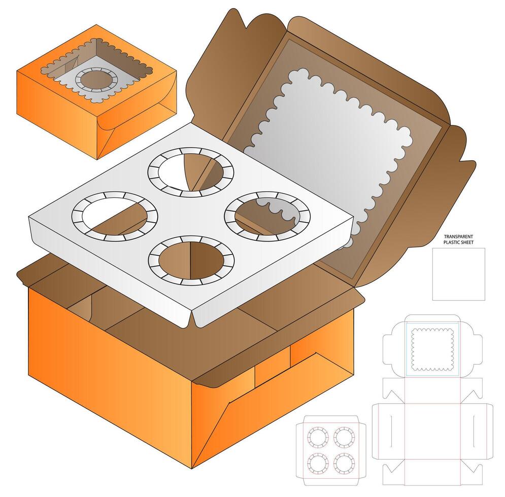 Box packaging die cut template design. 3d mock-up vector