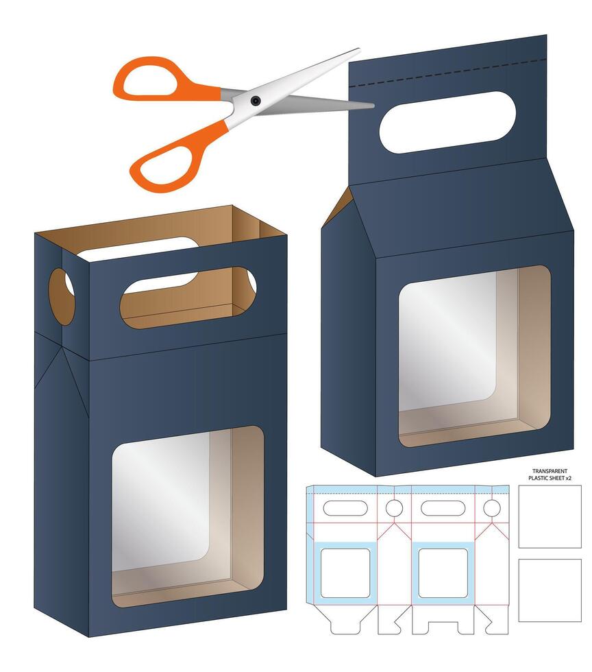 Box packaging die cut template design. 3d mock-up vector
