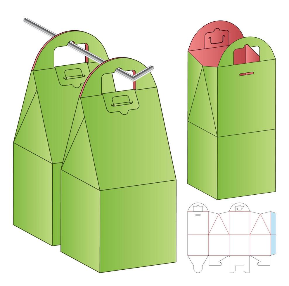 Box packaging die cut template design. 3d mock-up vector