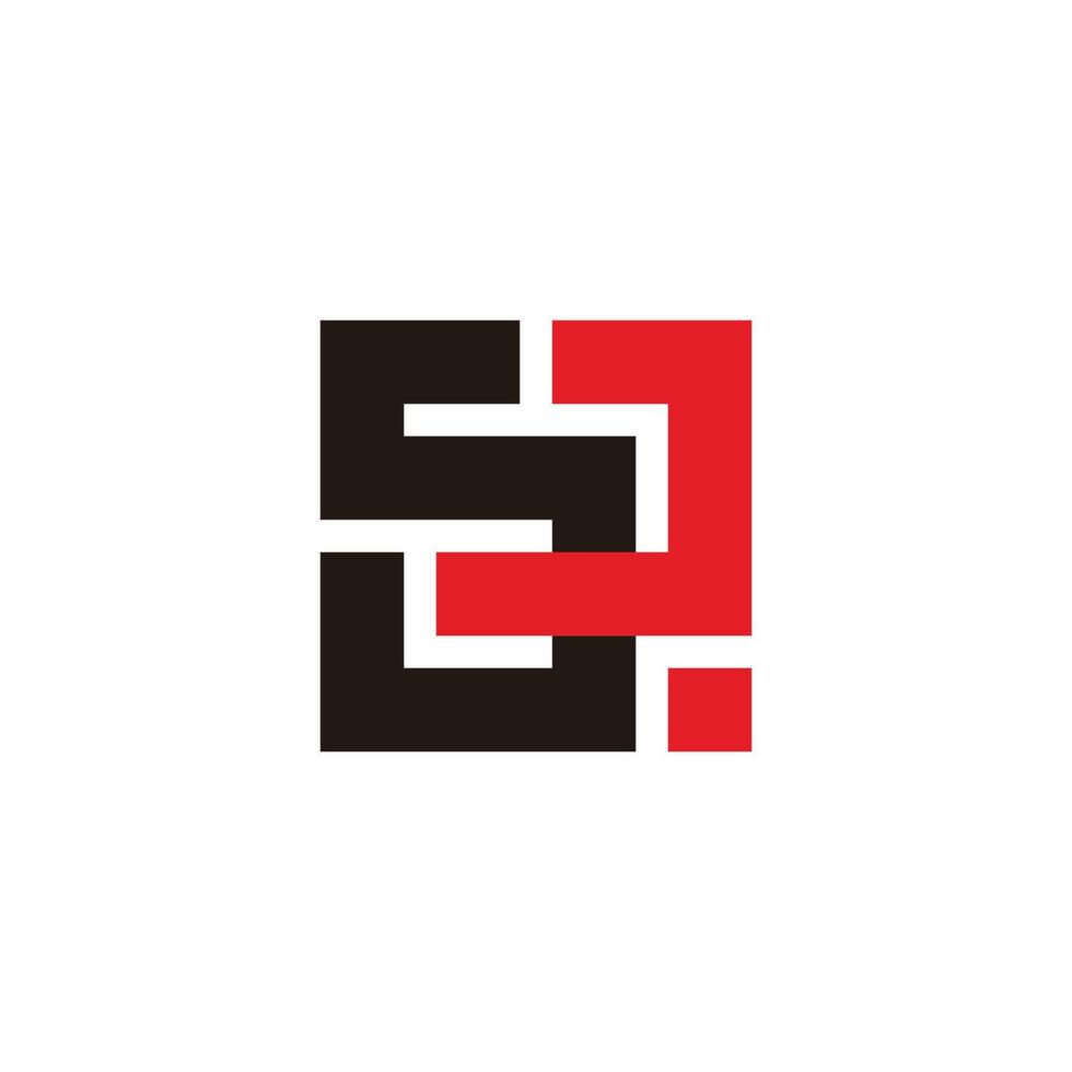 letter sj colorful square abstract geometric logo vector