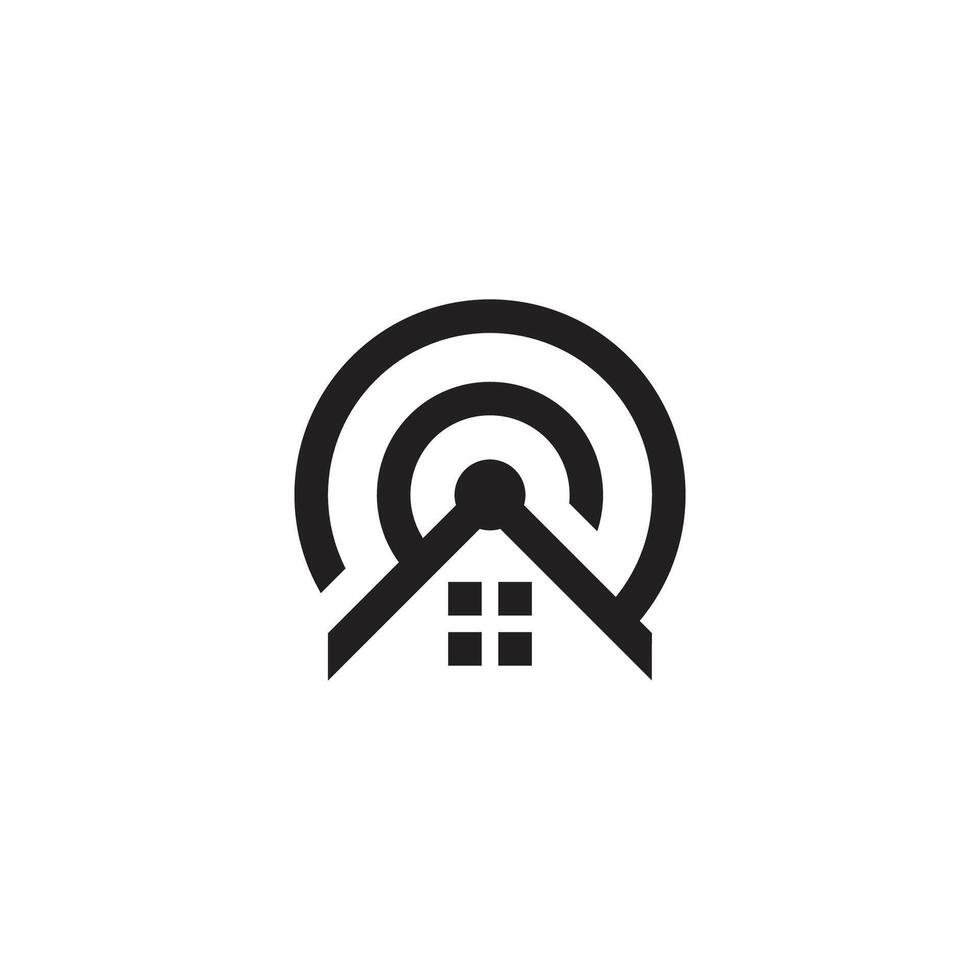 roof window round signal transmitter home logo vector