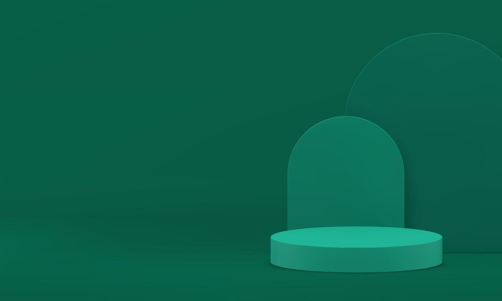 3d green showroom minimal podium mock up banner for presentation realistic illustration vector