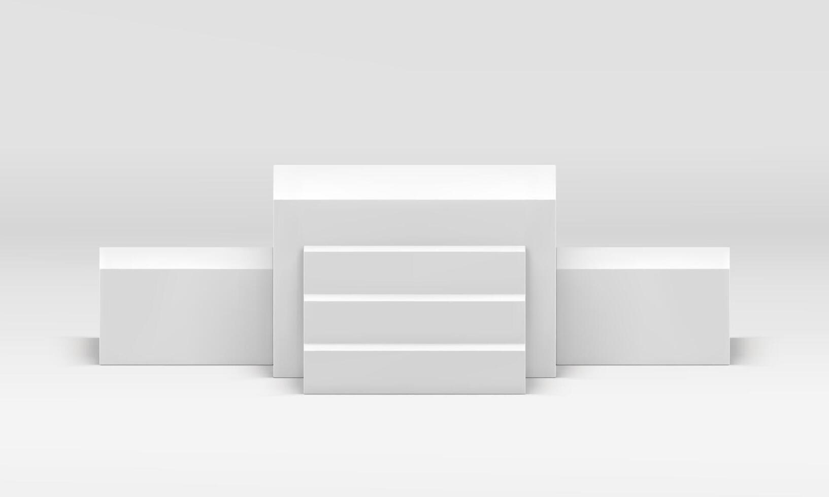 White 3d podium cubes platform with stairs competition win place achievement realistic vector