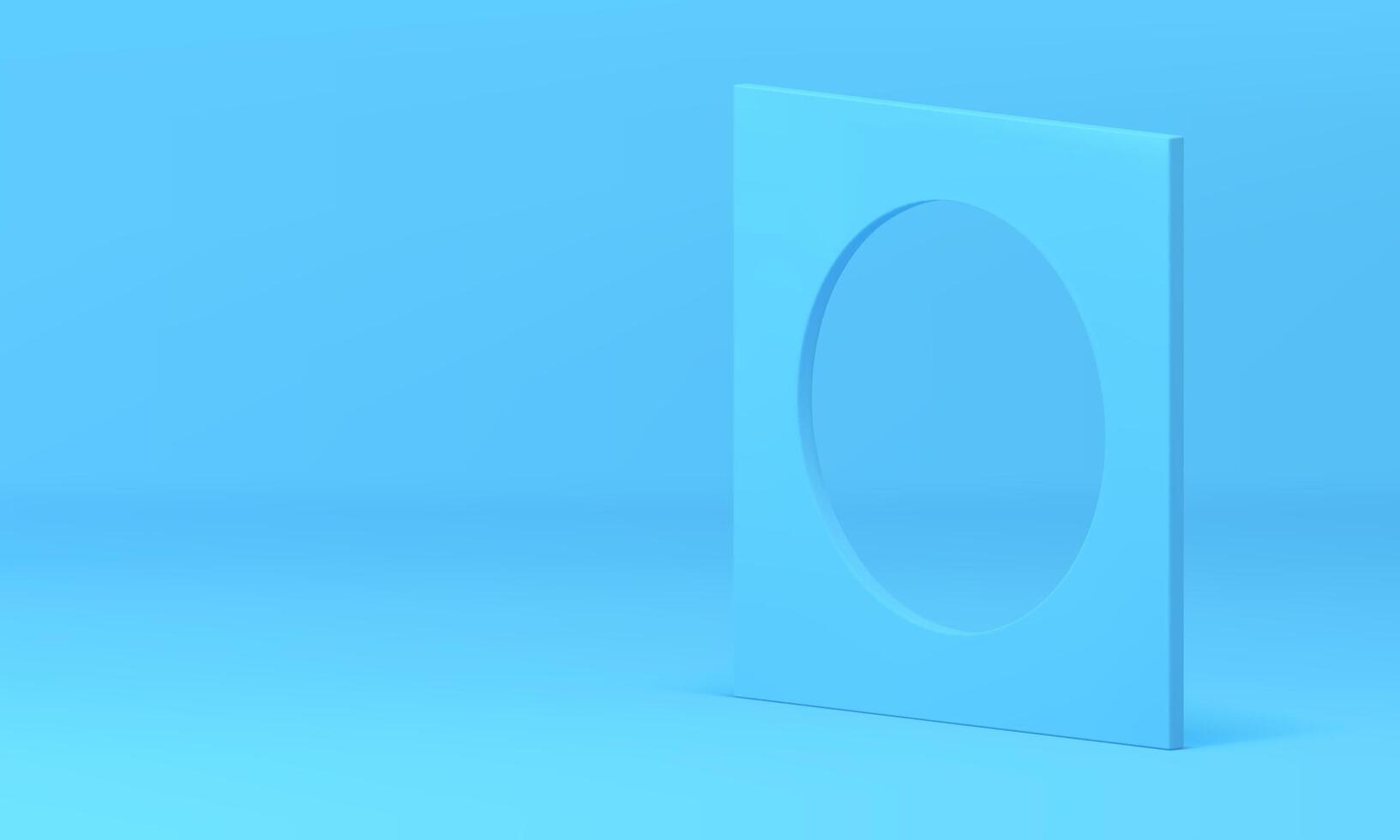 Blue block square hole construction isometric frame 3d decor element realistic vector