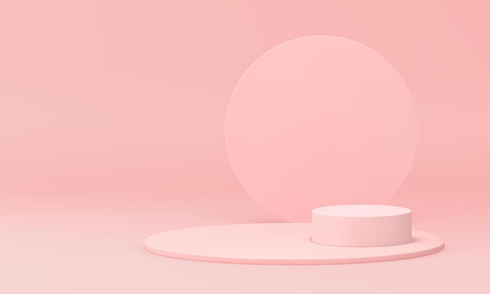 Pink level pedestal cylinder basic foundation wall showroom 3d design realistic illustration vector