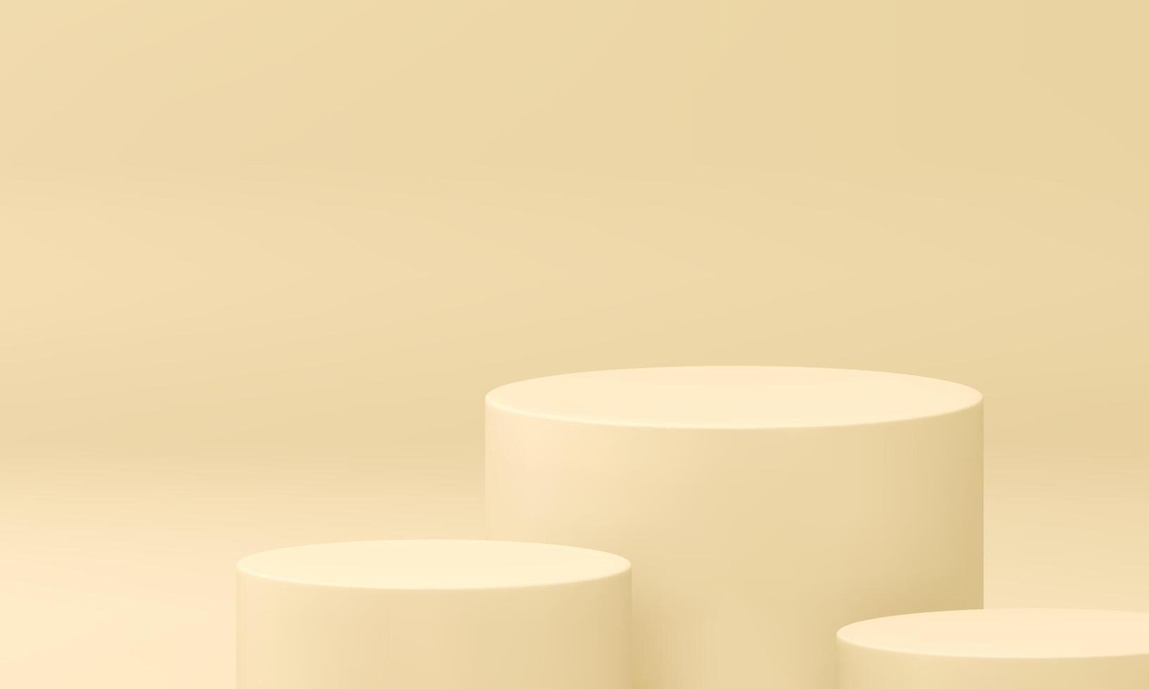 Beige 3d podium three cylinder pillar contest win event celebration platform realistic vector