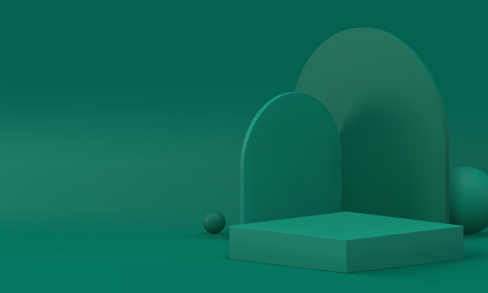 3d green geometric stand advertising podium mock up realistic illustration vector