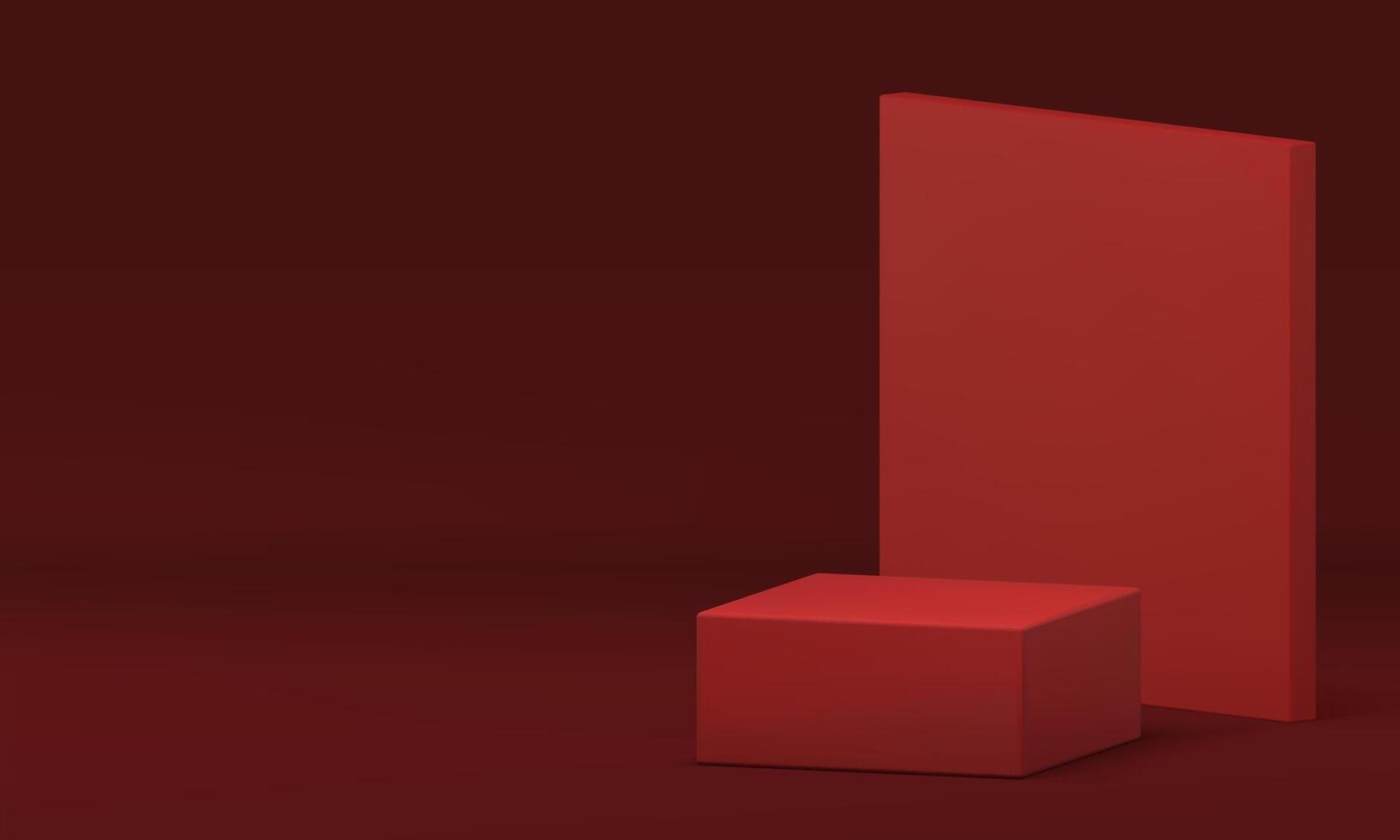 3d red squared podium pedestal for fashion product presentation realistic illustration vector