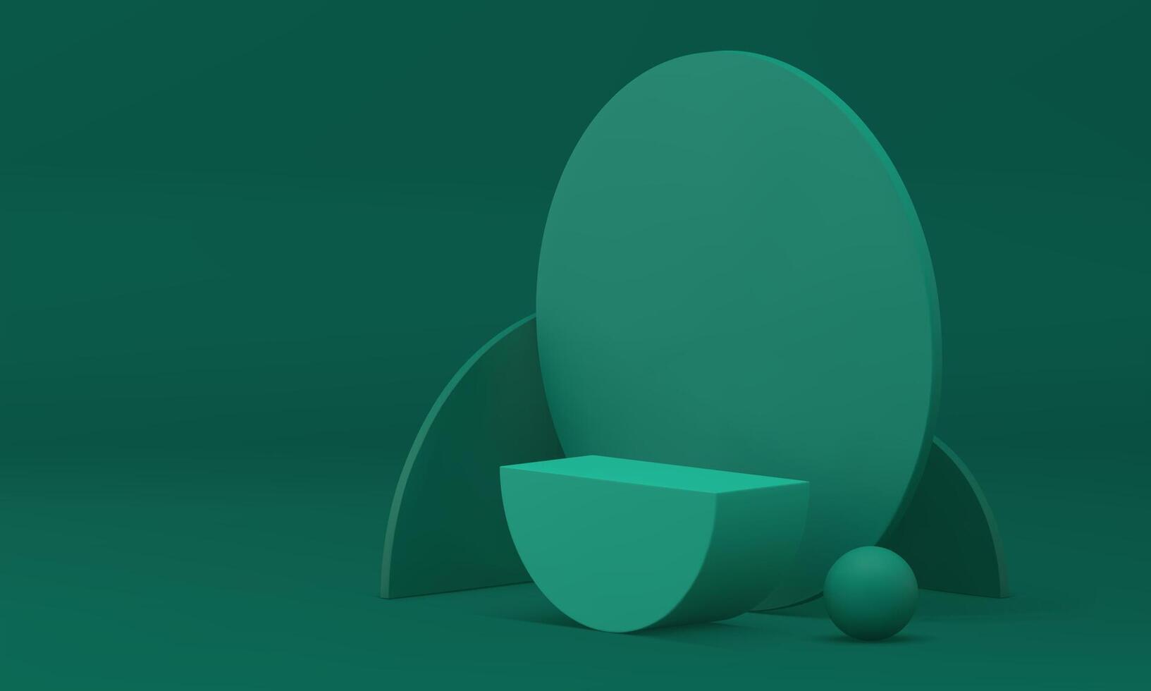 3d pedestal green geometry construction unstable semicircle foundation round wall realistic vector
