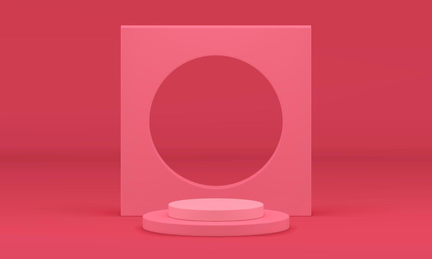 Pink geometric 3d podium win platform construction for product presentation realistic vector