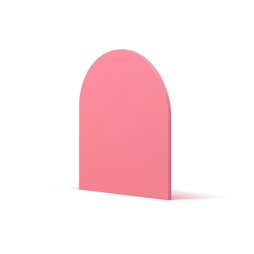 Pink semicircle wall curved vertical foundation minimal 3d icon realistic illustration vector