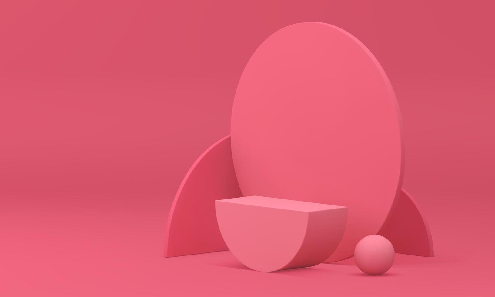 3d podium pink geometric stand basic foundation semicircle construction round wall realistic vector