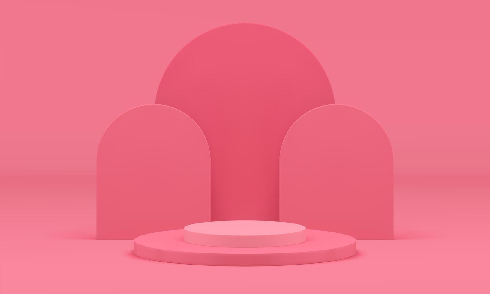 3d podium pink geometric construction cylinder level foundation display realistic vector