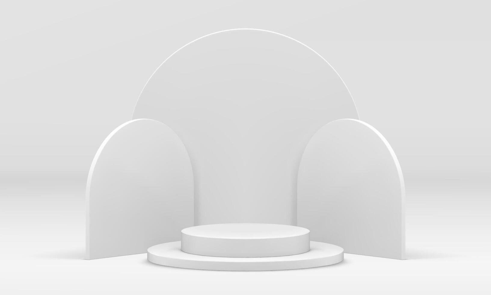 White 3d podium curved wall cylinder level stage construction for product presentation vector