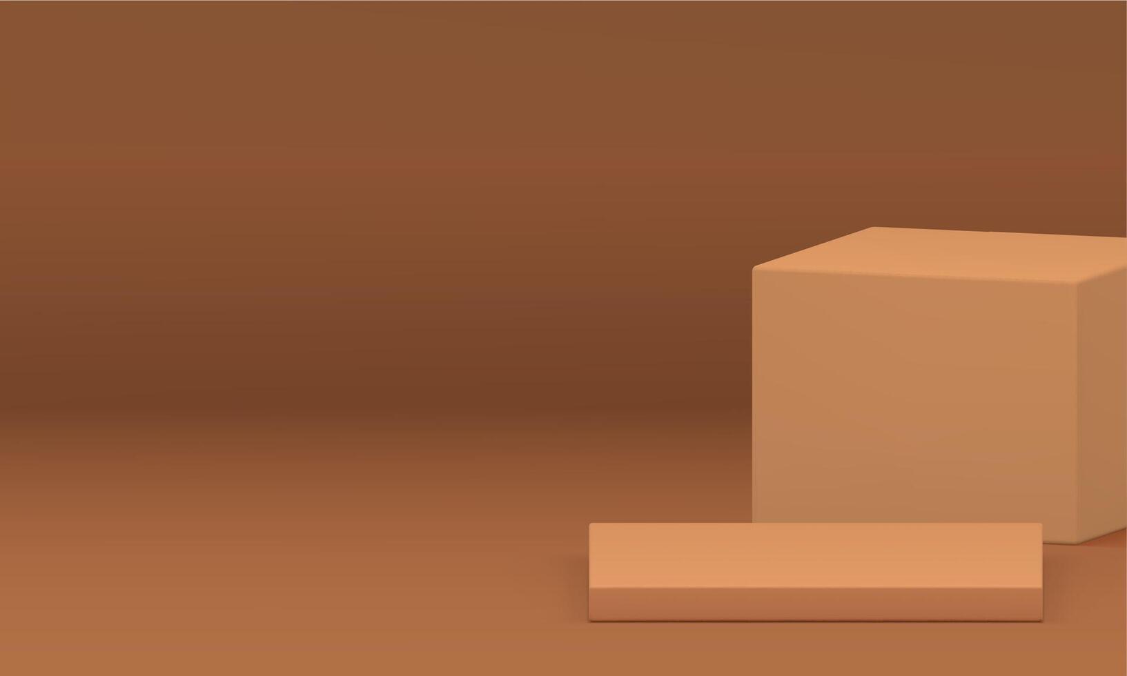 3d neutral squared podium with cube platform for presentation realistic illustration vector