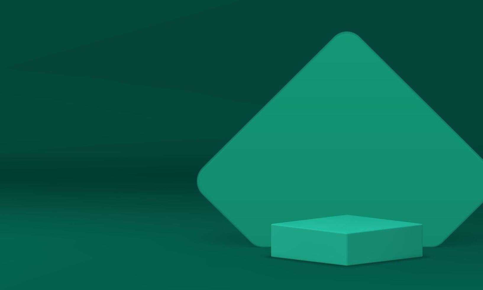 Green 3d podium pedestal showroom mock up for product show realistic illustration vector