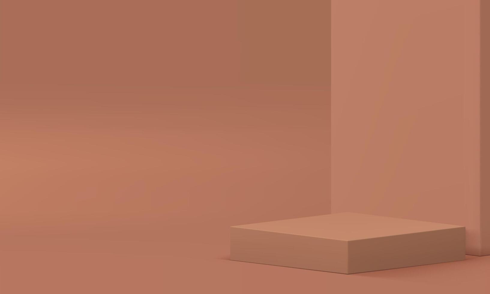 Beige 3d showroom space squared podium pedestal for advertising realistic illustration vector
