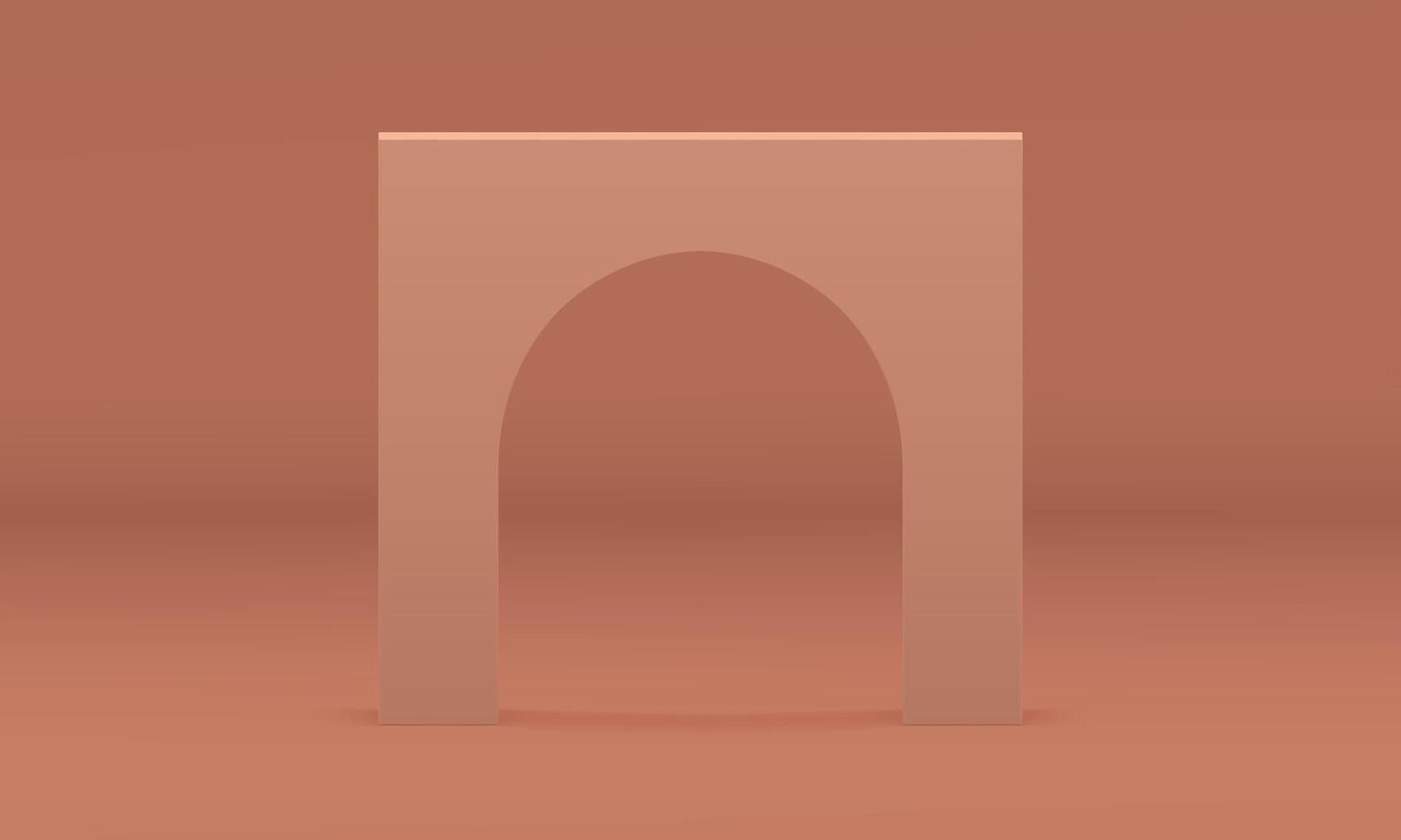 3d arch block brown curved angular vertical construction premium decor element realistic vector