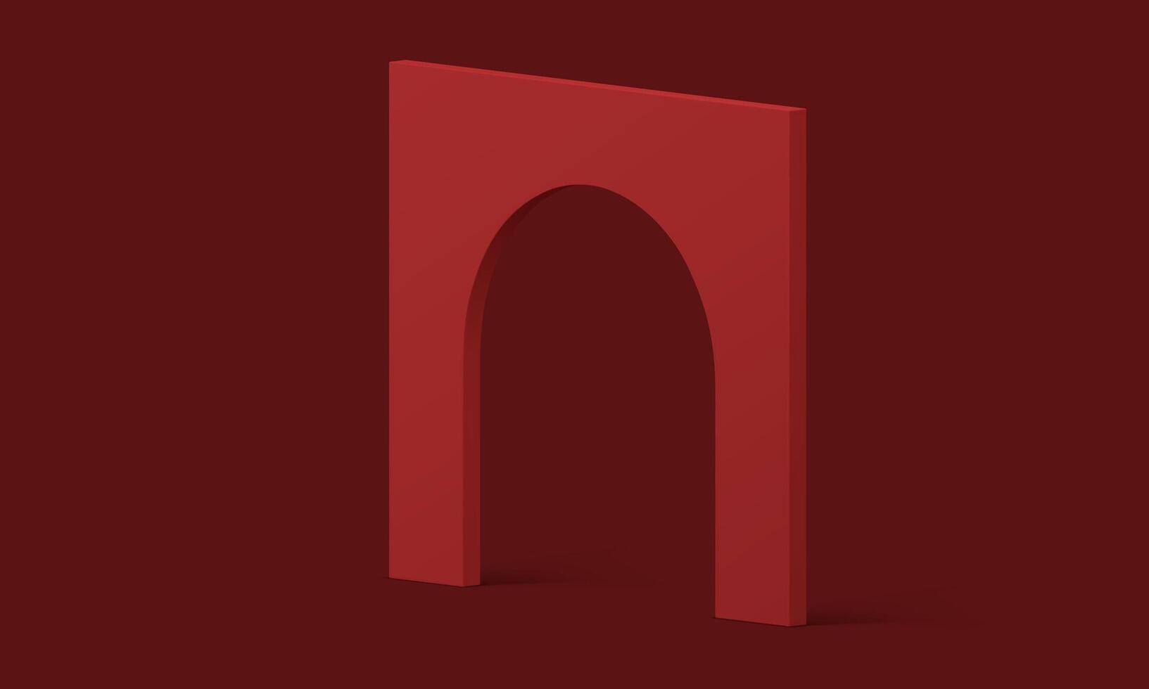 Red 3d archway curved angular construction vertical arc block for presentation design vector
