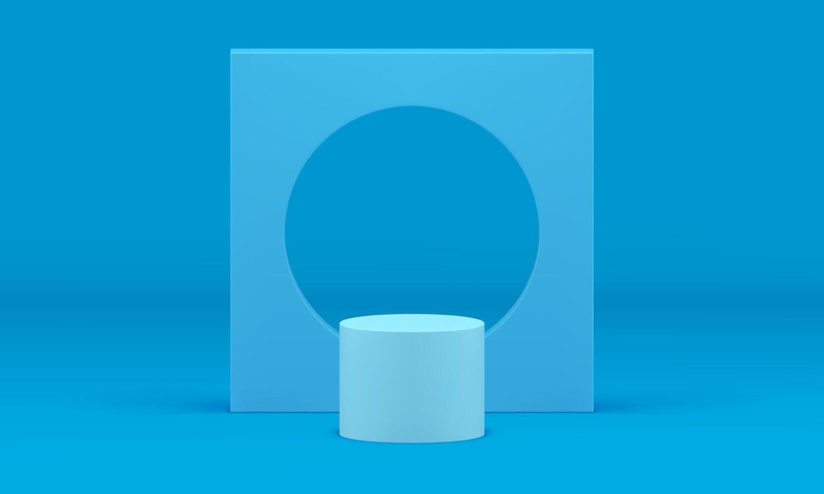 Blue podium cylinder geometric foundation vertical wall hole frame event 3d stage realistic vector