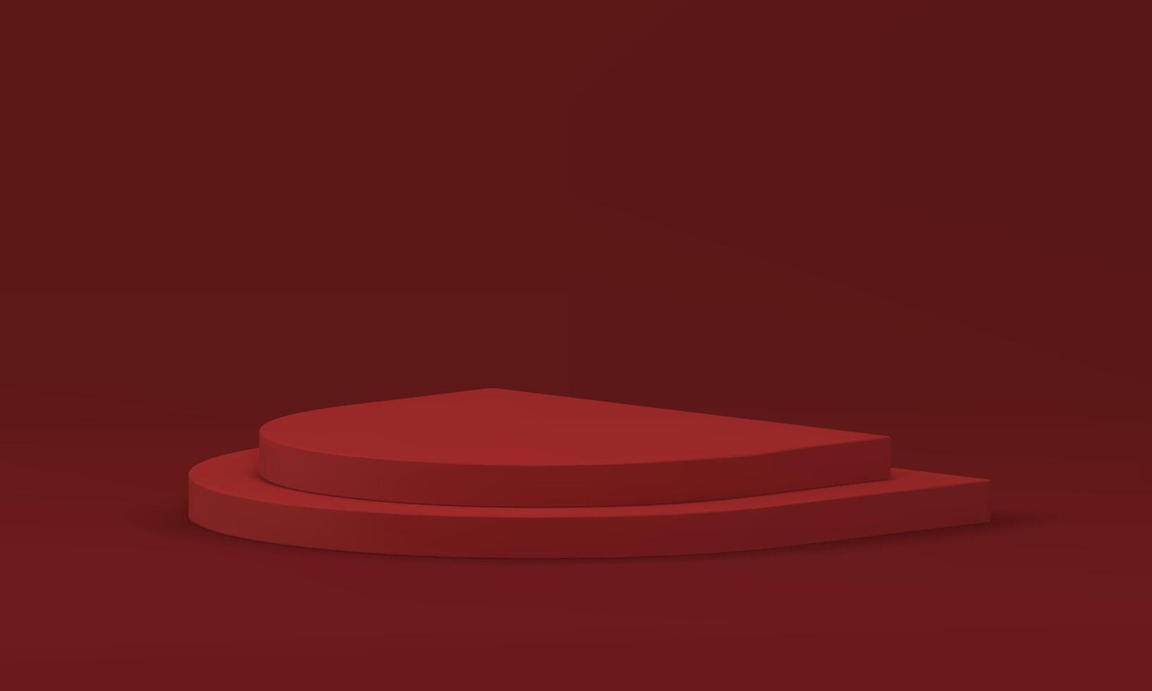 Red 3d podium semicircle level platform geometric construction for product promo presentation vector
