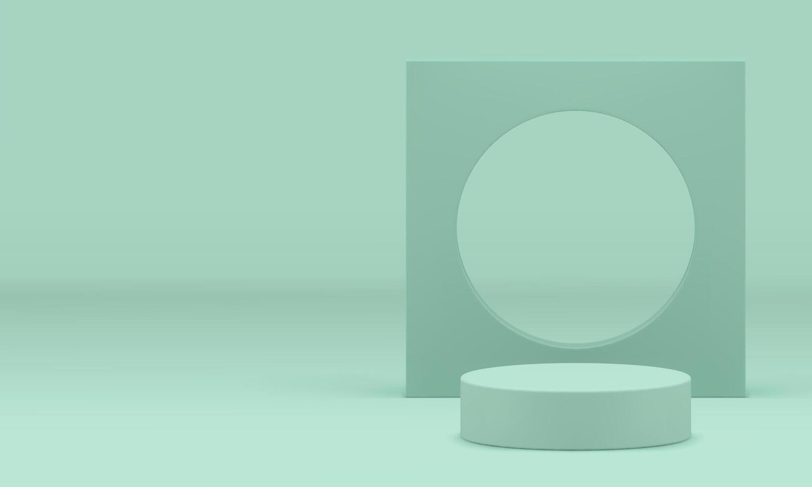 3d light green cylinder podium scene mock up for product presentation realistic vector