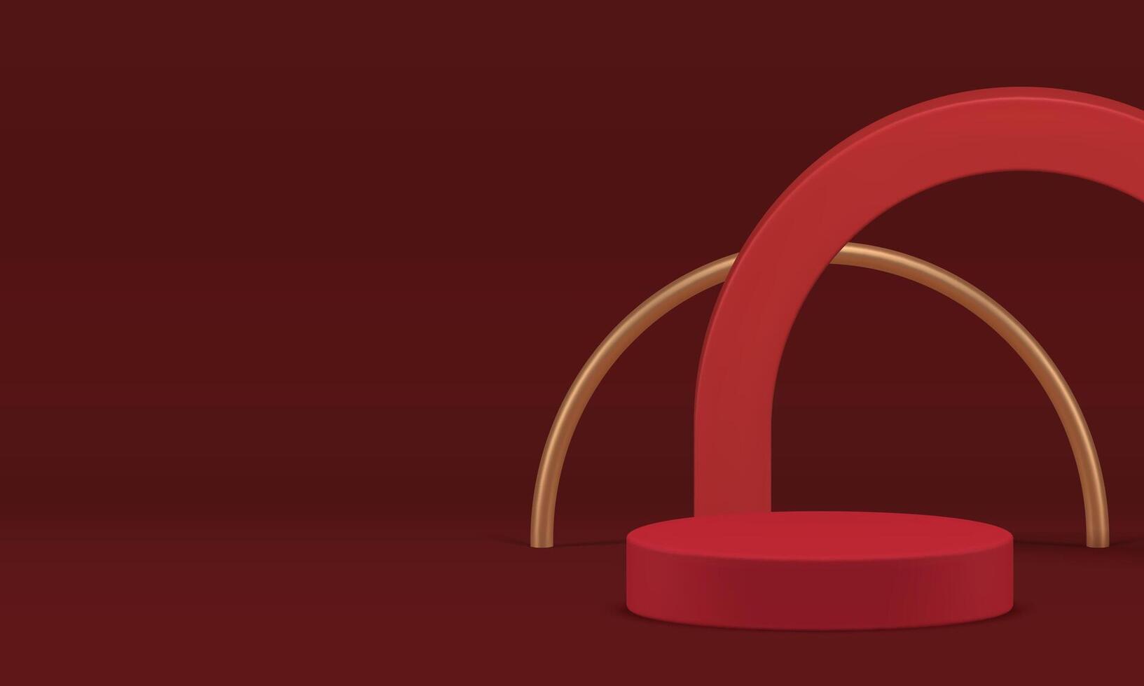 Luxury red 3d cylinder podium mock up for premium product show realistic illustration vector