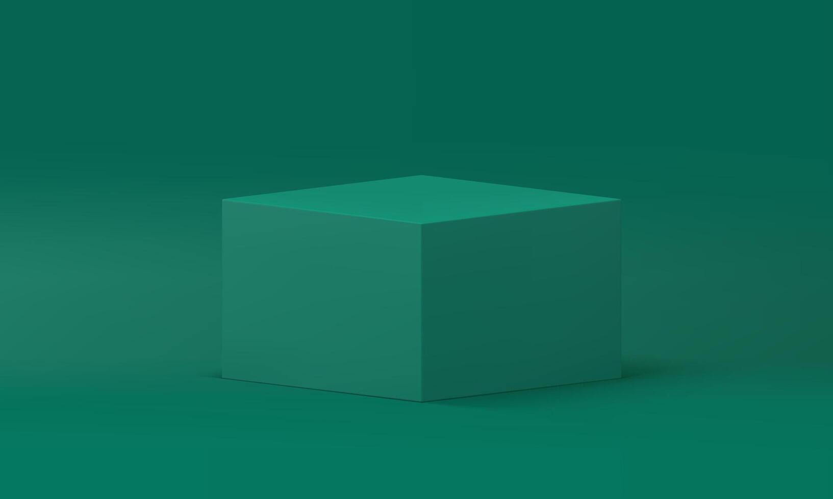 3d rectangle box green pedestal foundation platform isometric angular decor design realistic vector