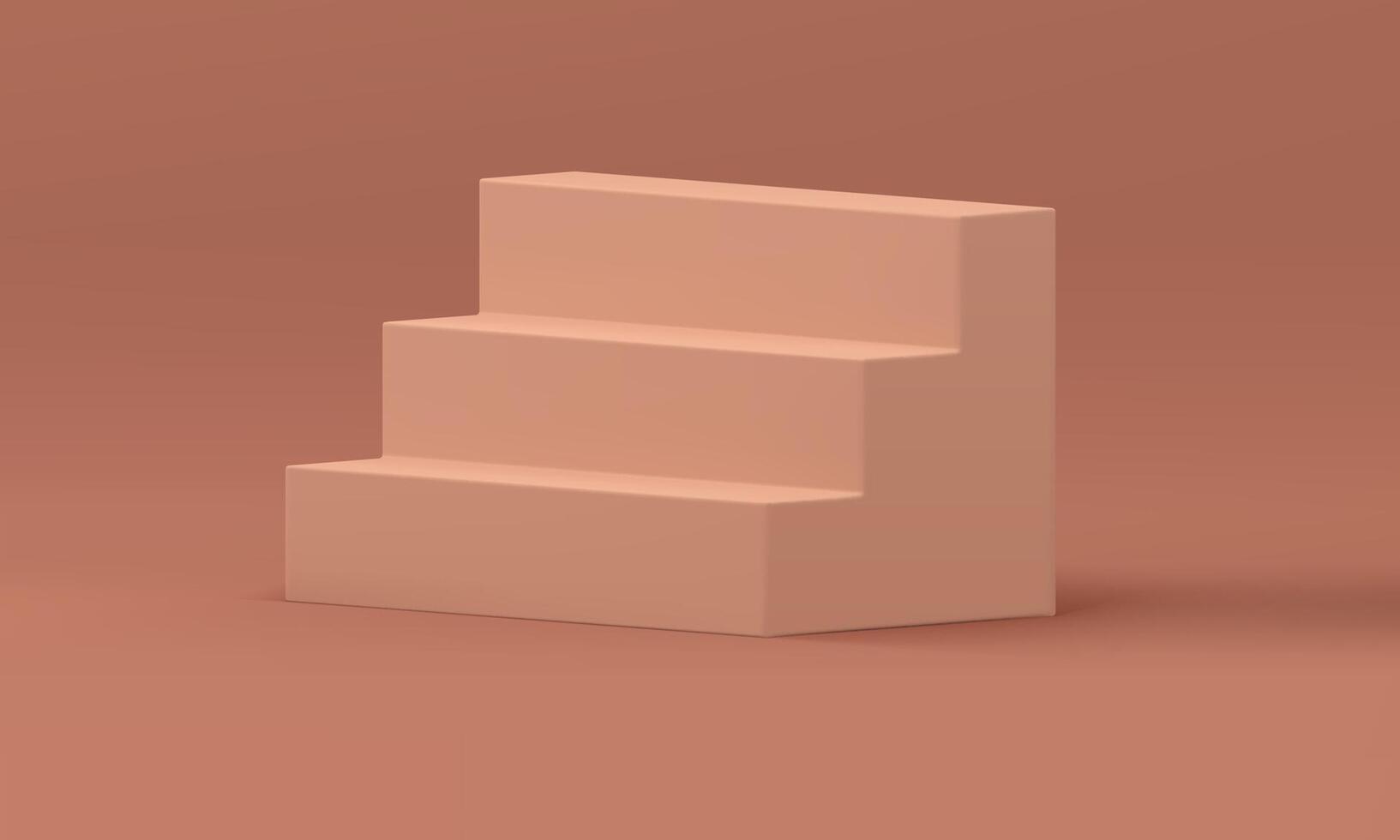 3d staircase ladder brown pedestal step structure achievement success grow realistic vector