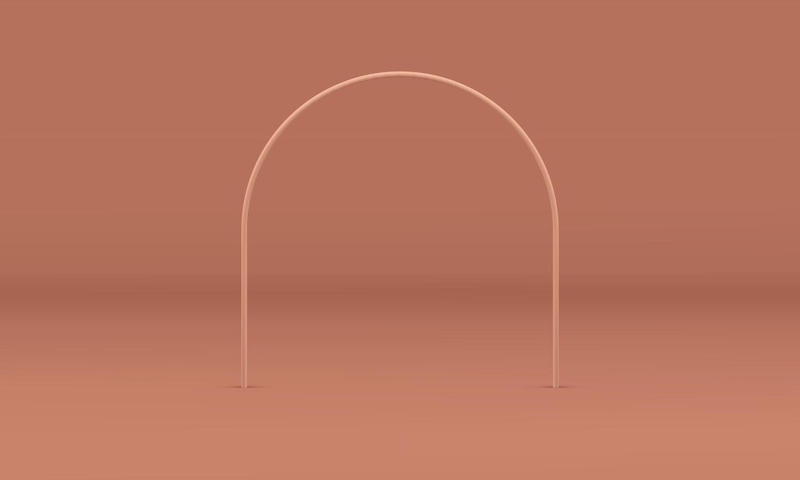 Beige arch 3d decor element vertical curved construction for celebration ceremony realistic vector