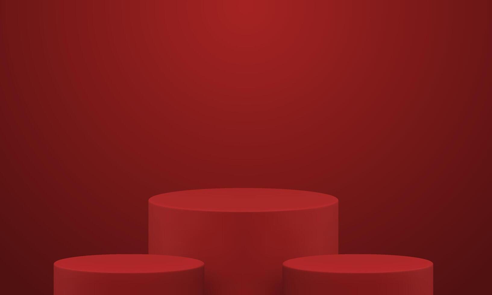 3d podium red round level construction minimal award arena realistic illustration vector