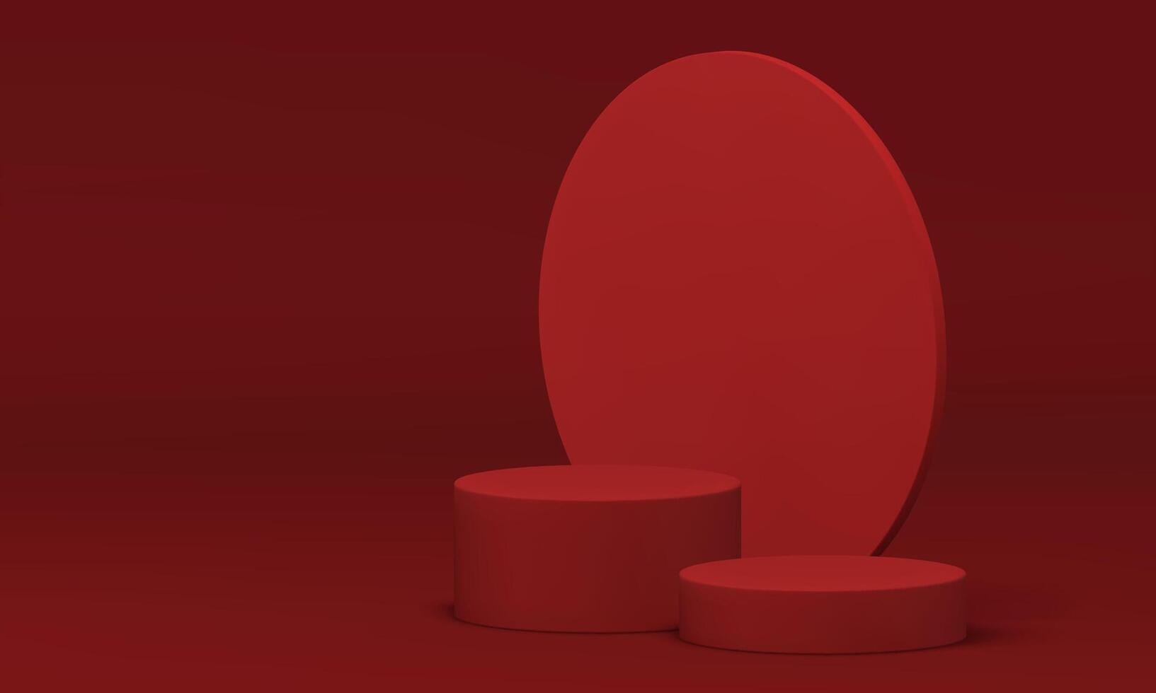 Pedestal 3d red level basic construction round wall showroom display decorative design vector