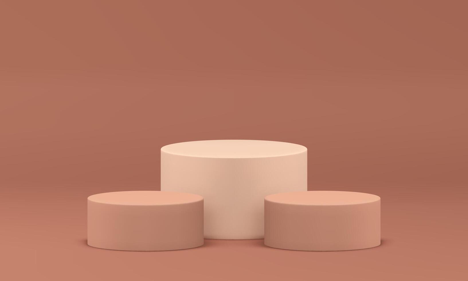 3d podium cylinder geometric foundation three stand minimal award arena realistic vector
