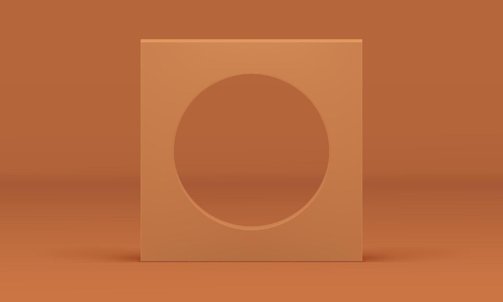 Geometric 3d wall circle hole frame basic foundation decor element realistic illustration vector