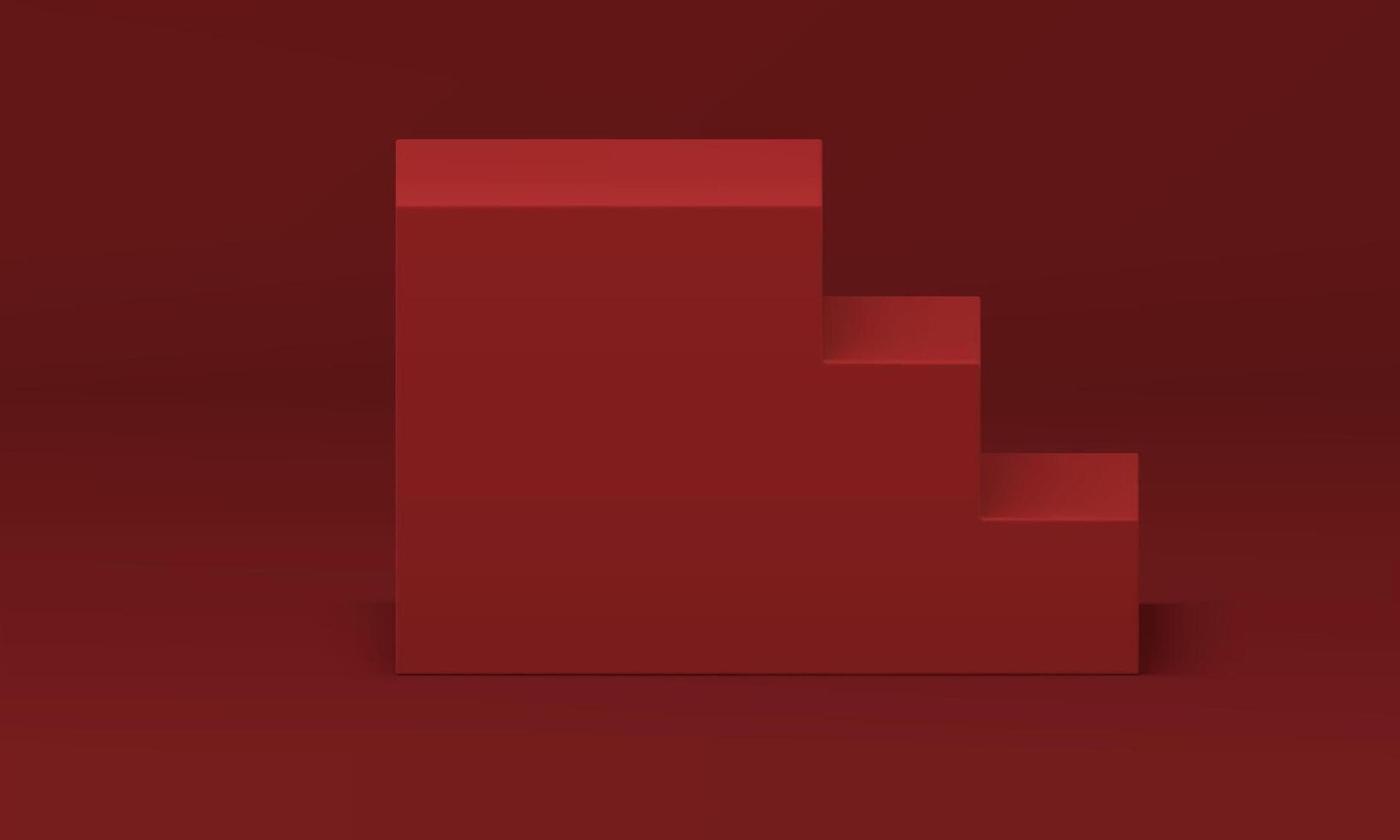 3d staircase red pedestal level step geometric construction champion award arena realistic vector