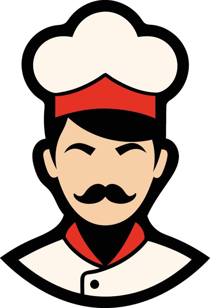 Mustache Chef for Kitchen Bar Restaurant Food Delicious Dish Menu logo design inspiration silhouette logo vector