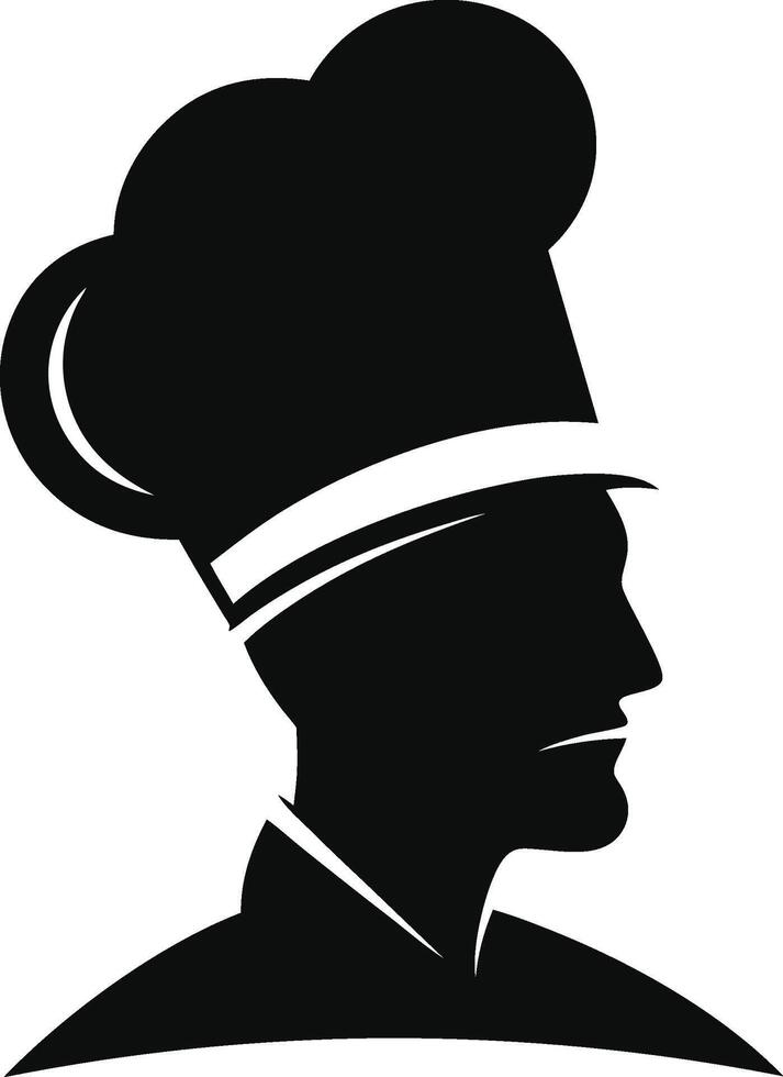 Mustache Chef for Kitchen Bar Restaurant Food Delicious Dish Menu logo design inspiration silhouette logo vector
