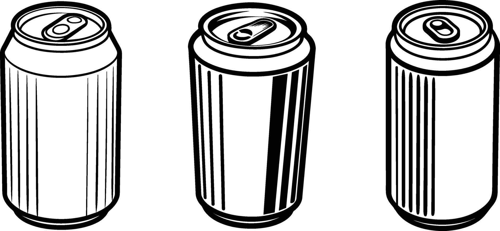 aluminum can outline drawing set vector