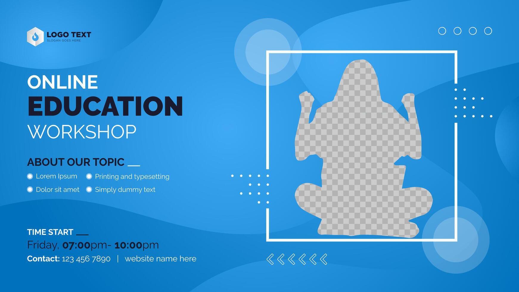 Online education workshop social media web banner template design for business marketing, online promotion thumbnail. Online education flyer and website background. vector