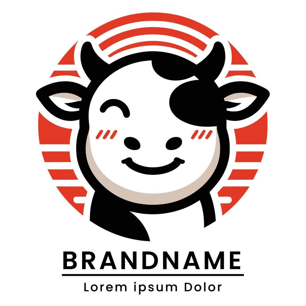 Creative cow mascot logo with a friendly and playful design vector