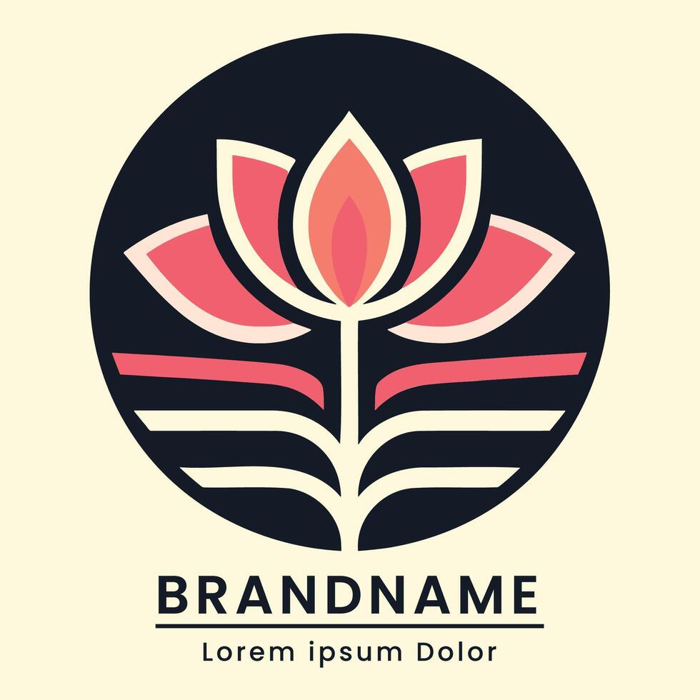 Elegant lotus flower logo with modern geometric lines vector
