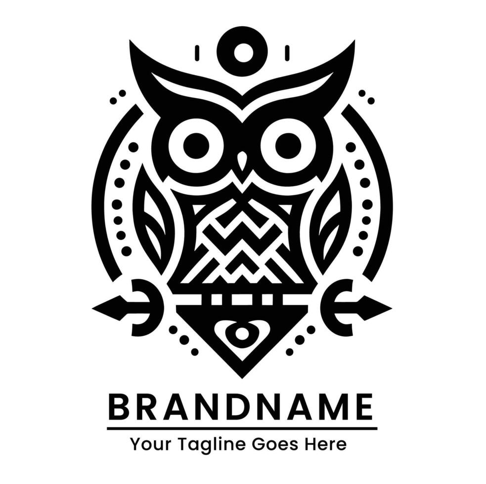 Modern owl logo with geometric patterns and intricate detailing perfect for branding vector