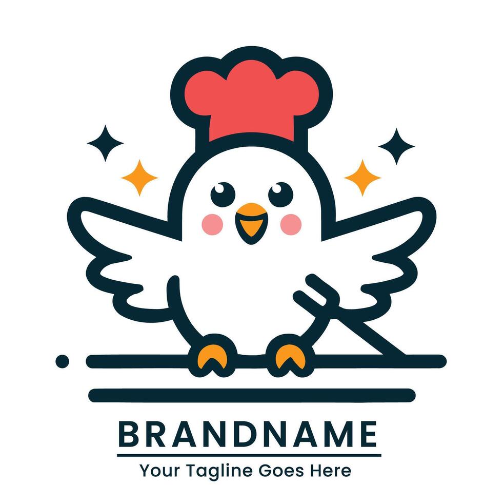 Chicken logo with chef hat perfect for culinary businesses and restaurant branding vector