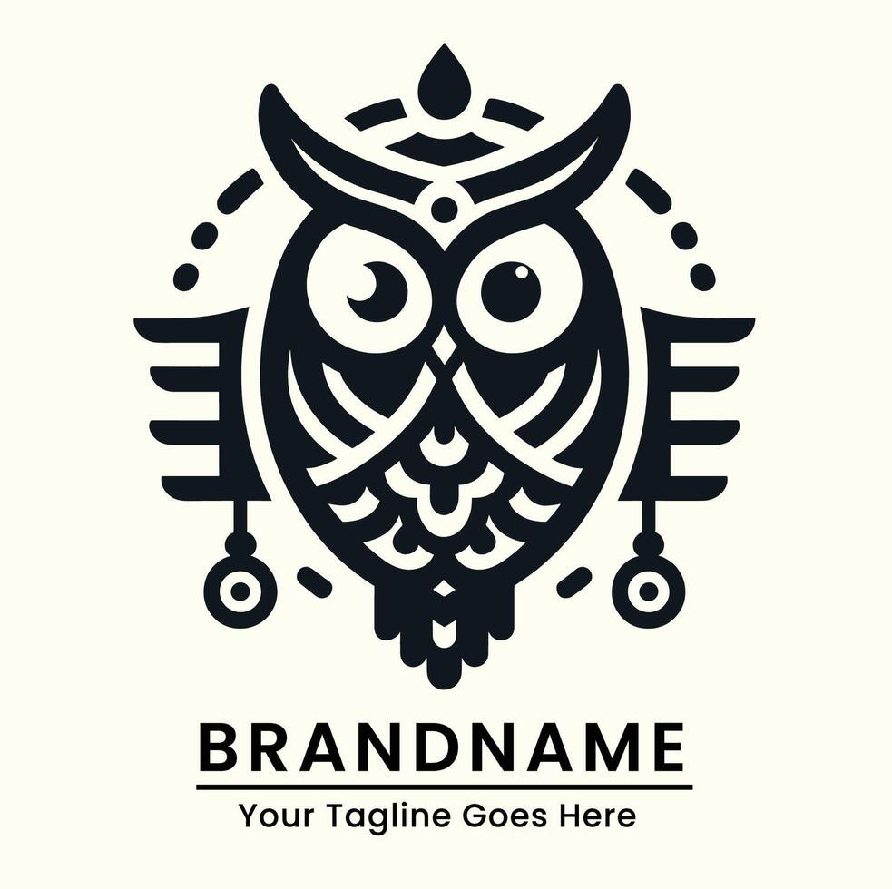prenium owl logo with geometric shapes and intricate design ideal for professional branding vector
