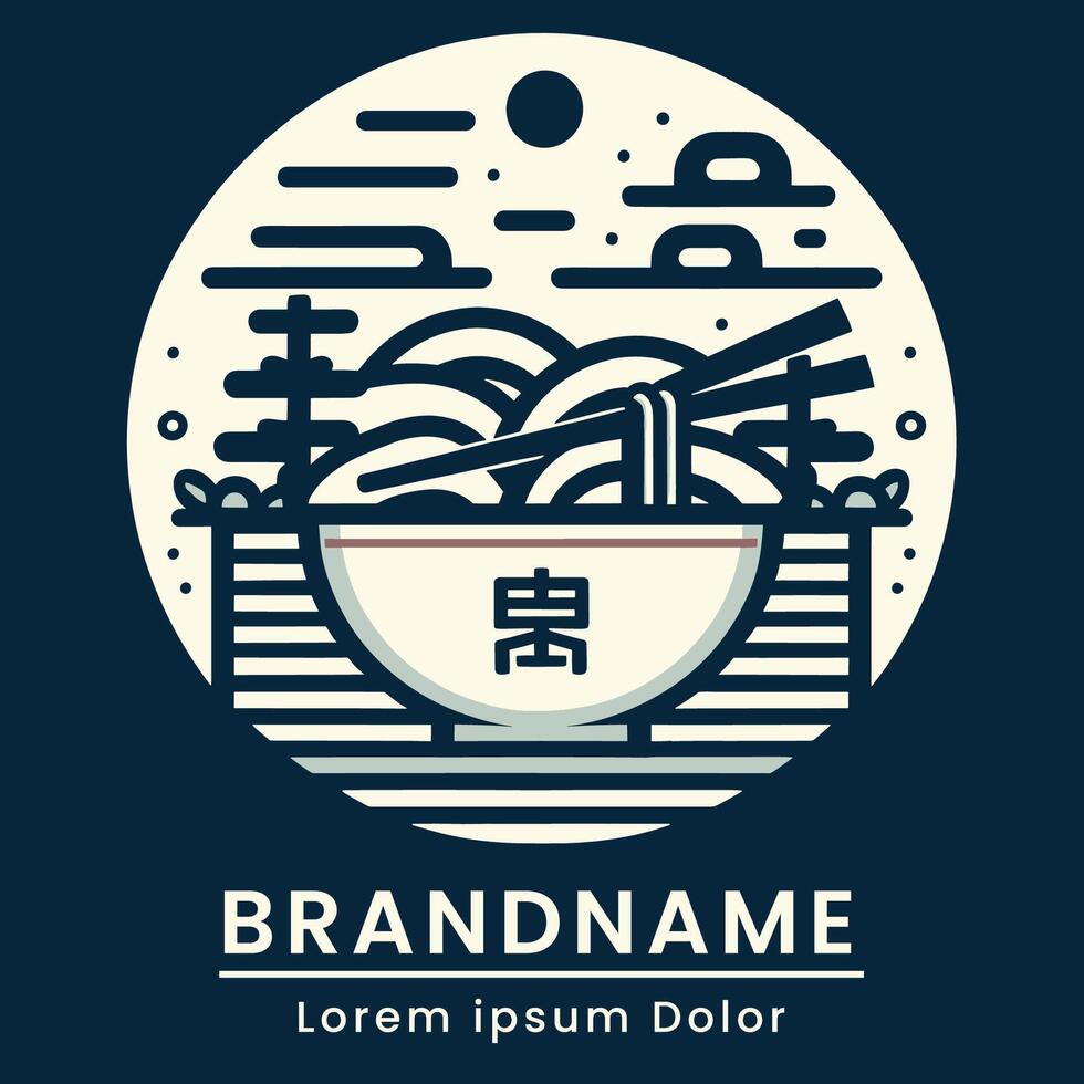 ramen bowl logo with intricate details and a traditional Japanese theme vector